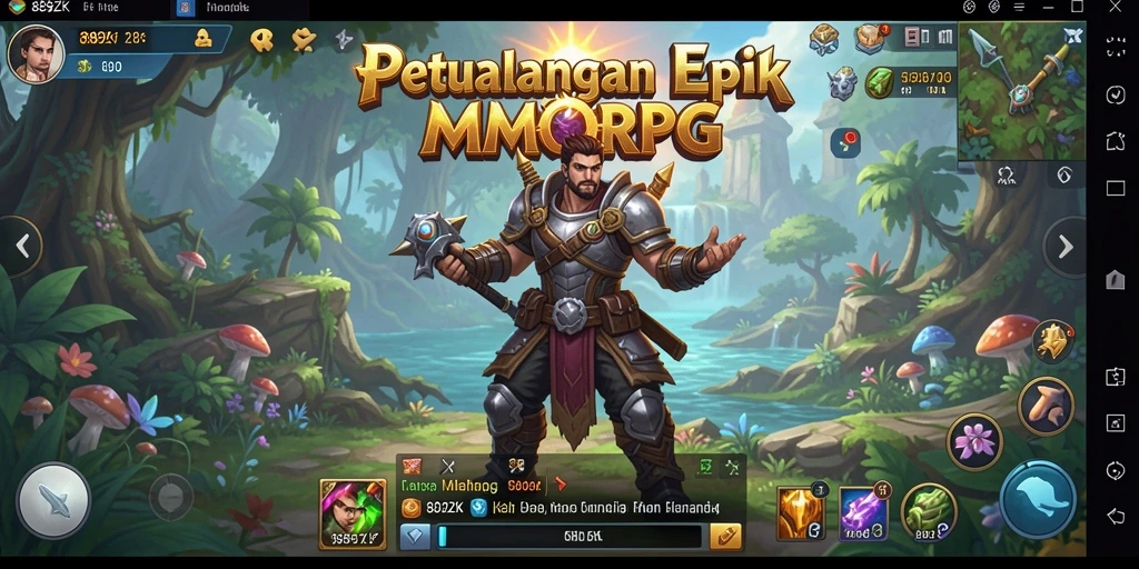 Tampilan gameplay yang menakjubkan di 889ZK, dunia MMORPG yang luas.