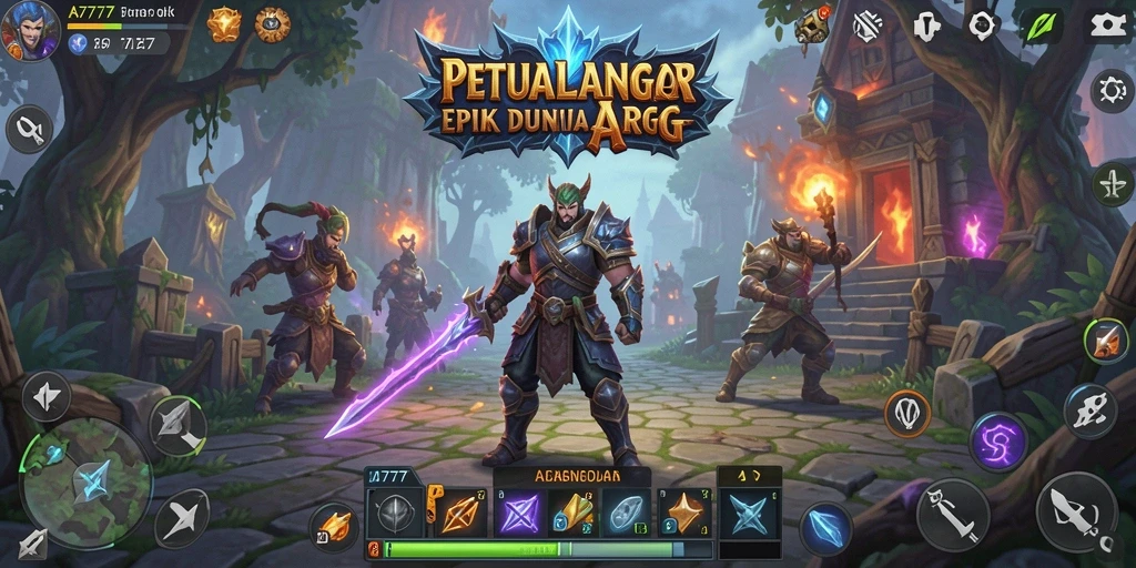 Tangkapan layar A7777 menunjukkan aksi pertarungan epik dalam dunia ARPG.