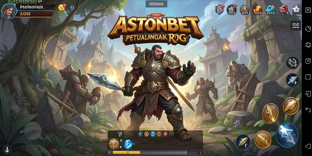 Tangkapan layar utama ASTONBET menampilkan aksi pertarungan epik dalam dunia RPG.
