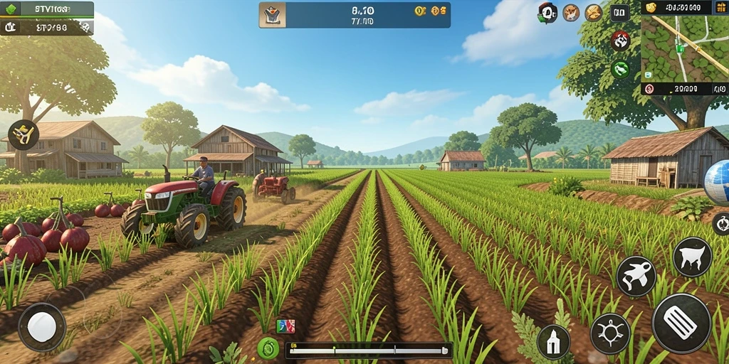 Tampilan gameplay seru di BTV168 dengan kebun yang subur.