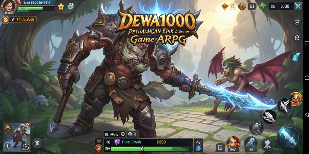 Tampilan gameplay seru dari DEWA1000 dengan aksi ARPG yang mendebarkan.