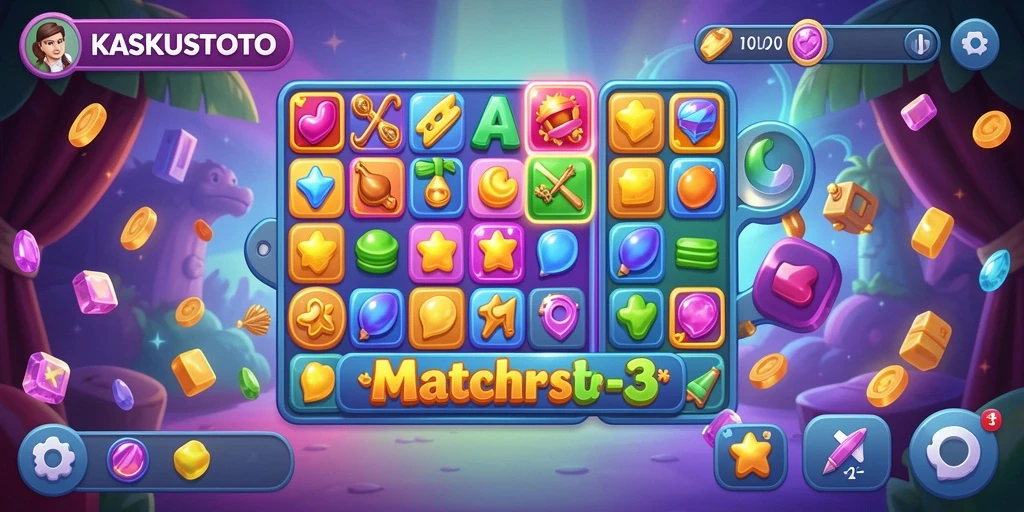 Screenshot gameplay KASKUSTOTO menampilkan keseruan mencocokkan item.