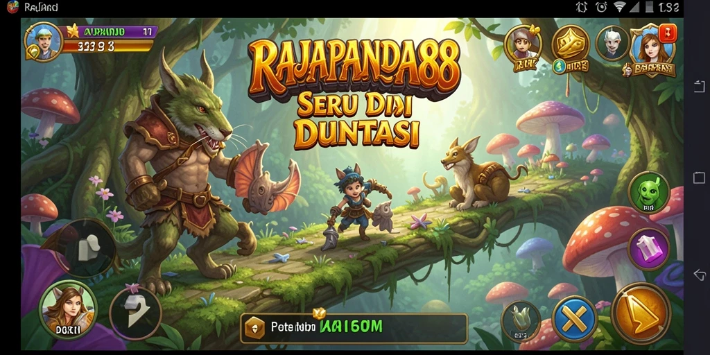 Tampilan gameplay RAJAPANDA88 yang penuh aksi dan petualangan.