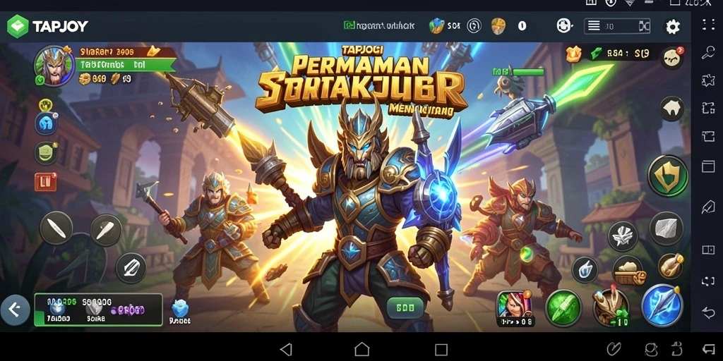 Tampilan layar permainan TAPJOY dengan aksi strategi yang mendebarkan.