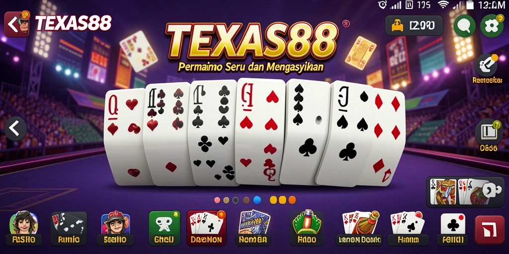 Screenshot dari gameplay seru TEXAS88 dengan tampilan domino yang menarik.