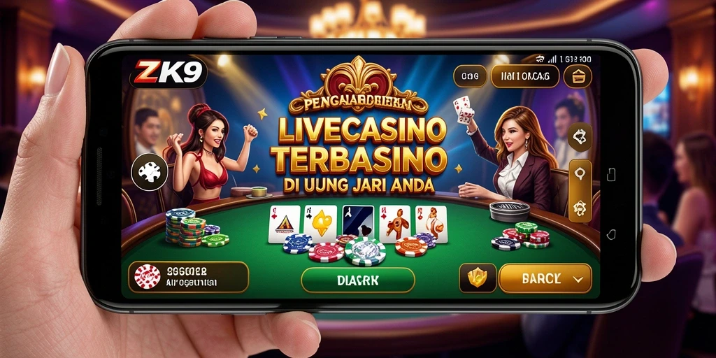 Tampilan gameplay Live Casino yang mendebarkan di ZK9.